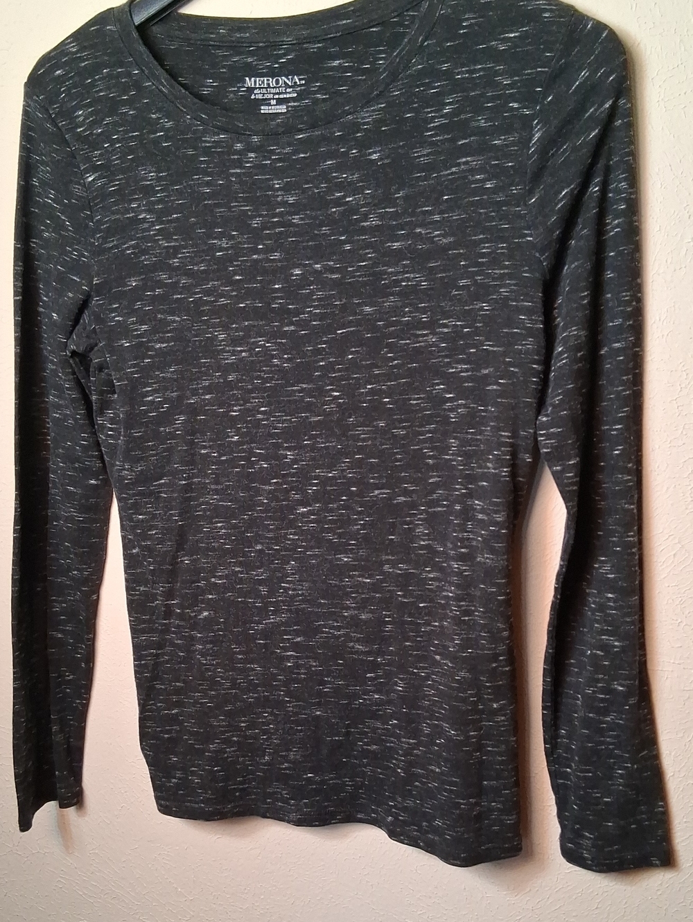 Merona Dark Charcoal Space-Dye Long Sleeve Top 58% Pima Cotton